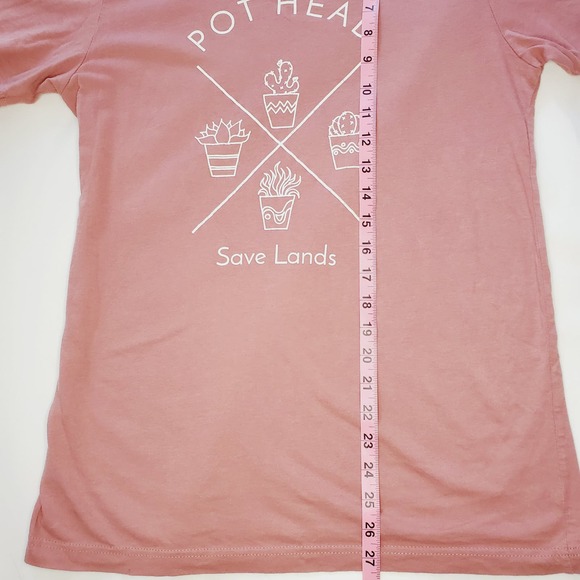 ✨️3/$20✨️Save Lands "Pot Head" Gardening Pun Mauve Graphic Tee Med Summer 420 - Picture 5 of 8